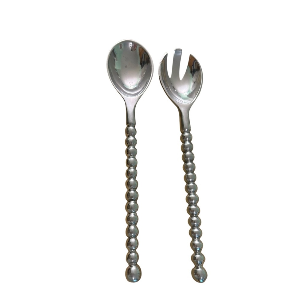 Biltmore Silver Beaded Salad Server Set 2-Pc Spoon & Fork Classic‎ Elegant